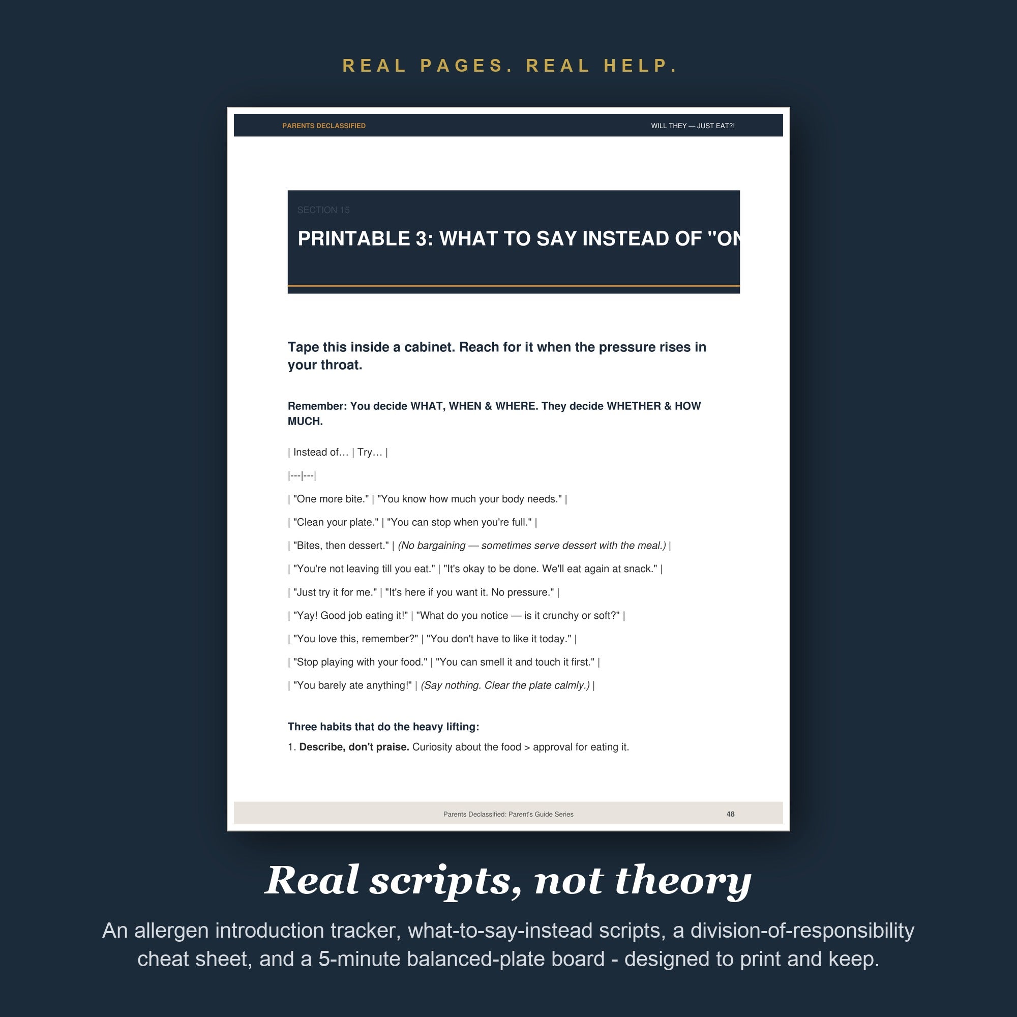 Printable what to say instead of one more bite scripts