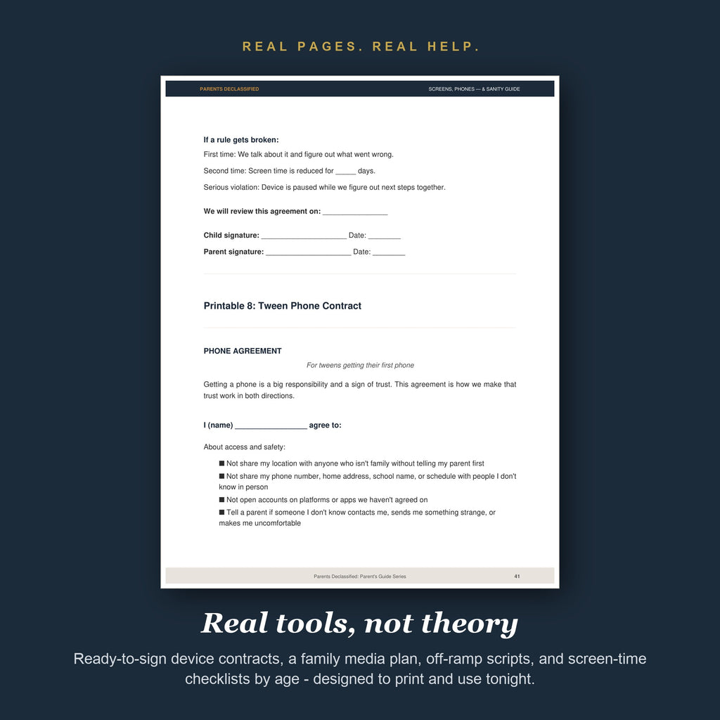 Printable tween phone contract and device agreements