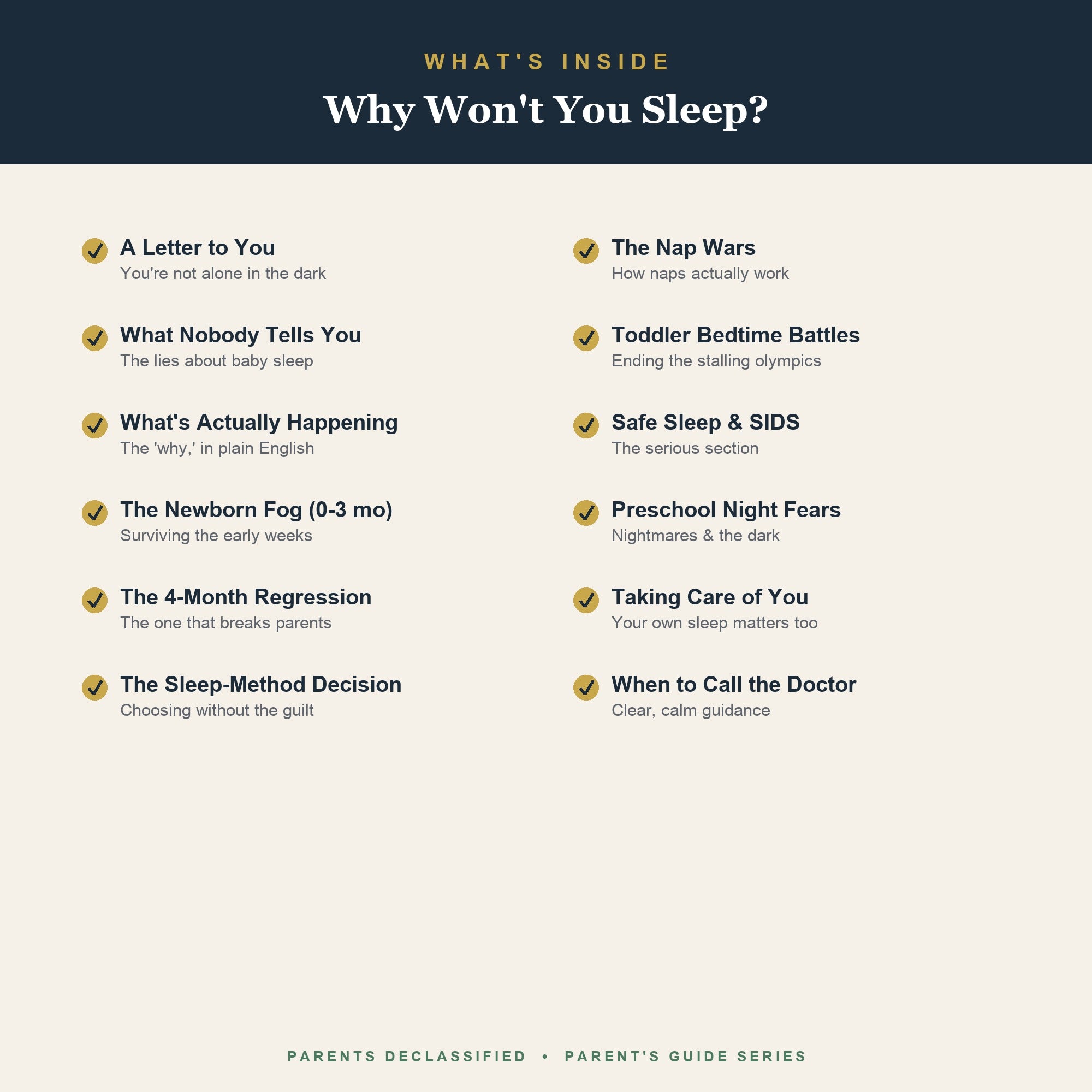 What's inside the sleep guide contents
