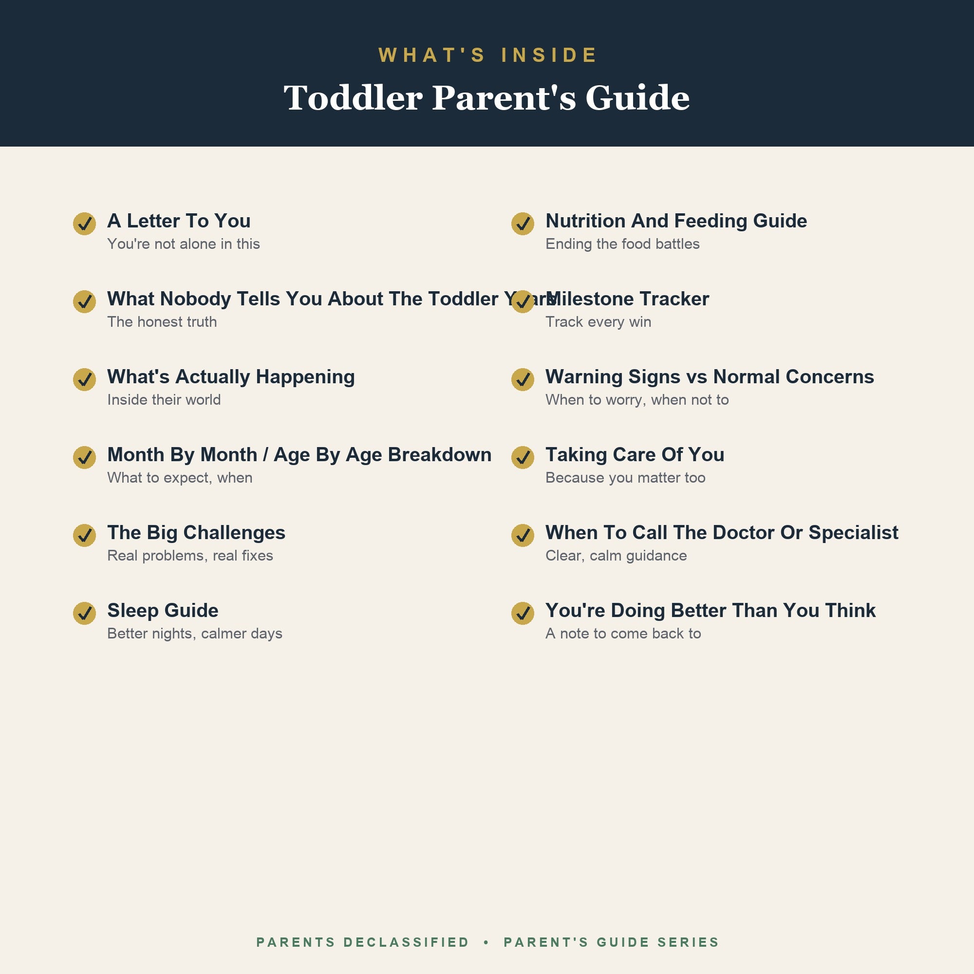 What's inside the Toddler Parent's Guide