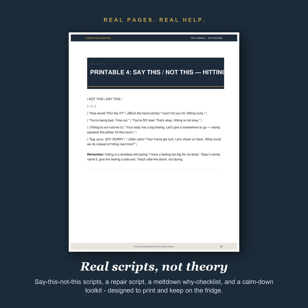 Printable say this not this meltdown scripts