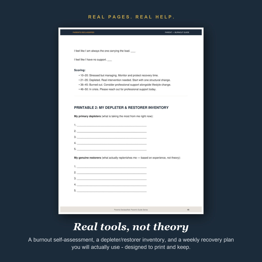 Printable burnout self-assessment and recovery tools